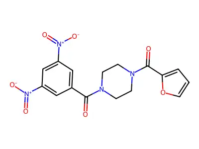 (4-(3,5-Dinitrobenzoyl)piperazin-1-yl)(furan-2-yl)methanone structure