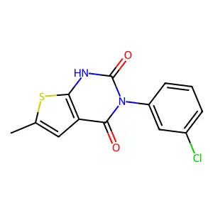 3-(3-chlorophenyl)-6-methyl-1H-thieno[2,3-d]pyrimidine-2,4-dione structure
