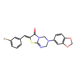 (7Z)-3-(1,3-benzodioxol-5-yl)-7-[(3-bromophenyl)methylidene]-2,4-dihydro-[1,3]thiazolo[3,2-a][1,3,5]triazin-6-one structure