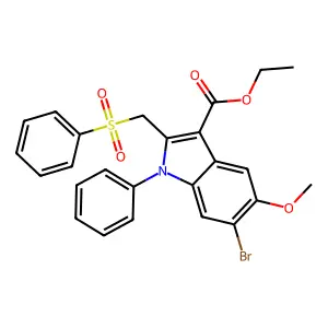 Ethyl 2-(benzenesulfonylmethyl)-6-bromo-5-methoxy-1-phenylindole-3-carboxylate structure