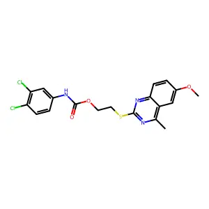 2-[(6-methoxy-4-methylquinazolin-2-yl)sulfanyl]ethyl (3,4-dichlorophenyl)carbamate structure