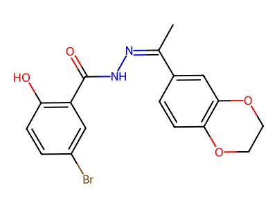 (Z)-5-bromo-N'-(1-(2,3-dihydrobenzo[b][1,4]dioxin-6-yl)ethylidene)-2-hydroxybenzohydrazide structure