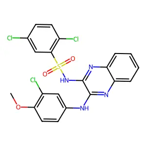 2,5-dichloro-N-[(2Z)-3-[(3-chloro-4-methoxyphenyl)amino]quinoxalin-2(1H)-ylidene]benzenesulfonamide structure