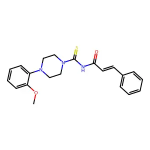 (E)-N-[4-(2-methoxyphenyl)piperazine-1-carbothioyl]-3-phenylprop-2-enamide structure