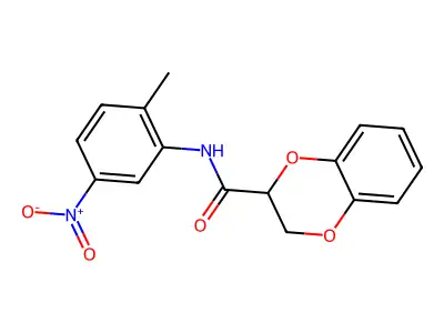 N-(2-methyl-5-nitrophenyl)-2,3-dihydro-1,4-benzodioxine-3-carboxamide structure