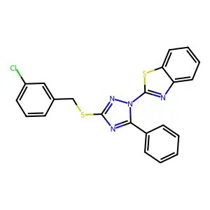 2-{3-[(3-chlorobenzyl)sulfanyl]-5-phenyl-1H-1,2,4-triazol-1-yl}-1,3-benzothiazole structure