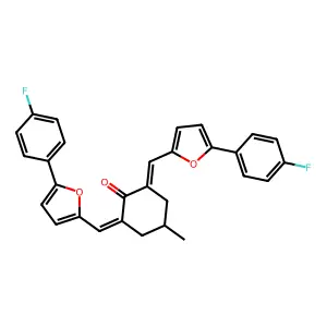 (2E,6E)-2,6-bis{[5-(4-fluorophenyl)furan-2-yl]methylidene}-4-methylcyclohexanone structure