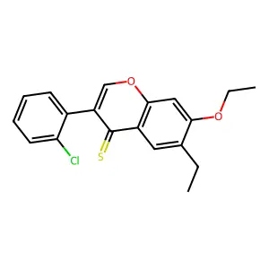 3-(2-chlorophenyl)-7-ethoxy-6-ethyl-4H-chromene-4-thione structure