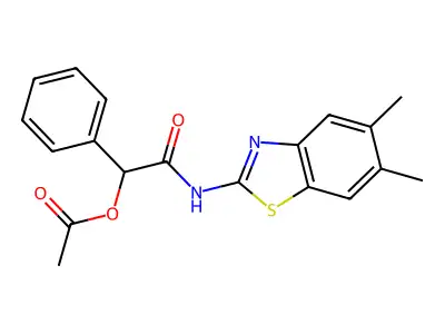 2-[(5,6-Dimethyl-1,3-benzothiazol-2-yl)amino]-2-oxo-1-phenylethyl acetate structure