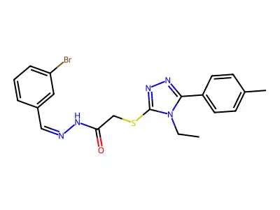 N-[(E)-(3-bromophenyl)methylideneamino]-2-[[4-ethyl-5-(4-methylphenyl)-1,2,4-triazol-3-yl]sulfanyl]acetamide structure