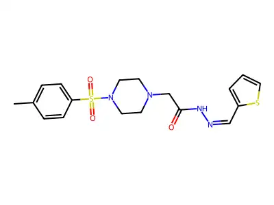 2-[4-(4-methylphenyl)sulfonylpiperazin-1-yl]-N-[(E)-thiophen-2-ylmethylideneamino]acetamide structure