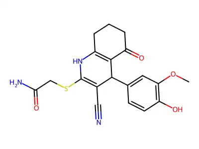 2-[[3-cyano-4-(4-hydroxy-3-methoxyphenyl)-5-oxo-4,6,7,8-tetrahydro-1H-quinolin-2-yl]sulfanyl]acetamide structure