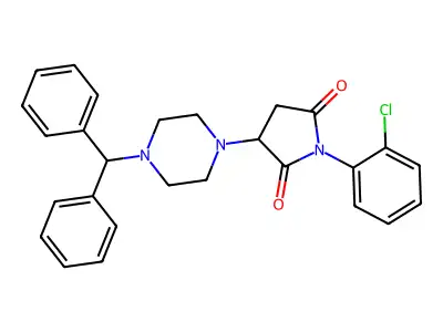 1-(2-Chlorophenyl)-3-[4-(diphenylmethyl)piperazin-1-yl]pyrrolidine-2,5-dione structure