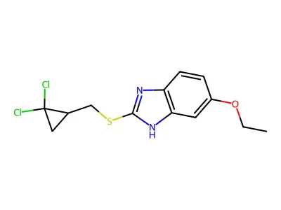 2-[(2,2-dichlorocyclopropyl)methylsulfanyl]-6-ethoxy-1H-benzimidazole structure