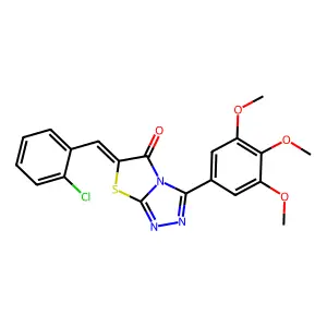 (6Z)-6-(2-chlorobenzylidene)-3-(3,4,5-trimethoxyphenyl)[1,3]thiazolo[2,3-c][1,2,4]triazol-5(6H)-one structure