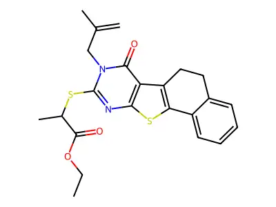 ethyl 2-((8-(2-methylallyl)-7-oxo-5,6,7,8-tetrahydronaphtho[2',1':4,5]thieno[2,3-d]pyrimidin-9-yl)thio)propanoate structure