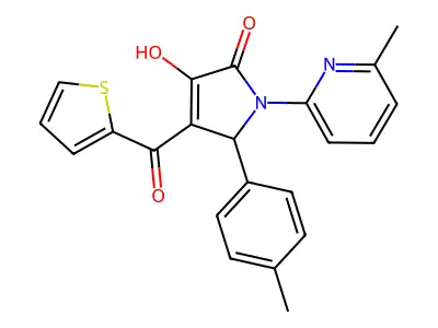 3-hydroxy-1-(6-methylpyridin-2-yl)-4-(thiophene-2-carbonyl)-5-(p-tolyl)-1H-pyrrol-2(5H)-one structure