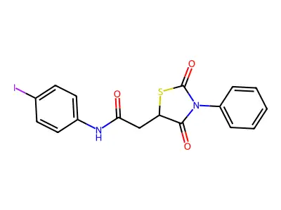 2-(2,4-dioxo-3-phenyl-1,3-thiazolidin-5-yl)-N-(4-iodophenyl)acetamide structure