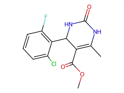 methyl 4-(2-chloro-6-fluorophenyl)-6-methyl-2-oxo-1,2,3,4-tetrahydropyrimidine-5-carboxylate structure