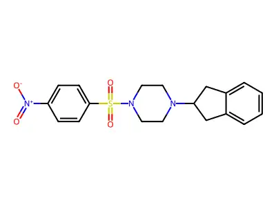 1-(2,3-dihydro-1H-inden-2-yl)-4-(4-nitrophenyl)sulfonylpiperazine structure