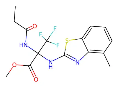 methyl 3,3,3-trifluoro-2-[(4-methyl-1,3-benzothiazol-2-yl)amino]-2-(propionylamino)propanoate structure