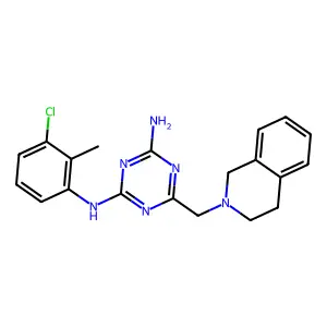N-(3-chloro-2-methylphenyl)-6-(3,4-dihydro-2(1H)-isoquinolinylmethyl)-1,3,5-triazine-2,4-diamine structure