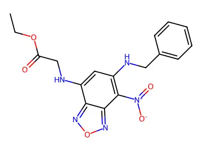 Ethyl (6-(benzylamino)-7-nitrobenzo[c][1,2,5]oxadiazol-4-yl)glycinate structure