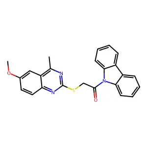 1-(9H-carbazol-9-yl)-2-[(6-methoxy-4-methylquinazolin-2-yl)sulfanyl]ethanone structure