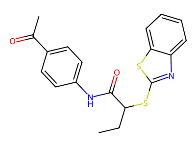 N-(4-acetylphenyl)-2-(1,3-benzothiazol-2-ylsulfanyl)butanamide structure