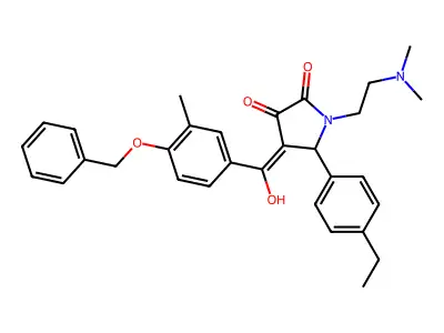 1-(2-dimethylaminoethyl)-5-(4-ethylphenyl)-4-[hydroxy-(3-methyl-4-phenylmethoxyphenyl)methylidene]pyrrolidine-2,3-dione structure