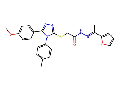N'-[(1E)-1-(furan-2-yl)ethylidene]-2-{[5-(4-methoxyphenyl)-4-(4-methylphenyl)-4H-1,2,4-triazol-3-yl]sulfanyl}acetohydrazide structure