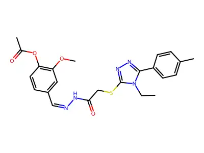 [4-[(E)-[[2-[[4-ethyl-5-(4-methylphenyl)-1,2,4-triazol-3-yl]sulfanyl]acetyl]hydrazinylidene]methyl]-2-methoxyphenyl] acetate structure