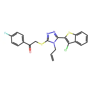 2-{[5-(3-chloro-1-benzothiophen-2-yl)-4-(prop-2-en-1-yl)-4H-1,2,4-triazol-3-yl]sulfanyl}-1-(4-fluorophenyl)ethanone structure