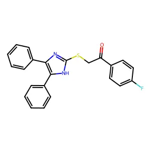 2-((4,5-diphenyl-1H-imidazol-2-yl)thio)-1-(4-fluorophenyl)ethanone structure