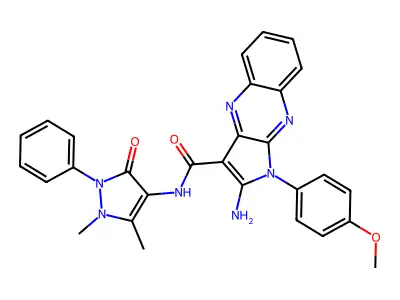 2-amino-N-(1,5-dimethyl-3-oxo-2-phenyl-2,3-dihydro-1H-pyrazol-4-yl)-1-(4-methoxyphenyl)-1H-pyrrolo[2,3-b]quinoxaline-3-carboxamide structure