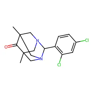 2-(2,4-Dichlorophenyl)-5,7-dimethyl-1,3-diazatricyclo[3.3.1.1~3,7~]decan-6-one structure