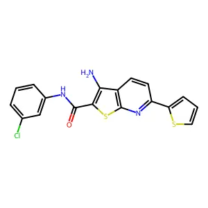 3-amino-N-(3-chlorophenyl)-6-thien-2-ylthieno[2,3-b]pyridine-2-carboxamide structure