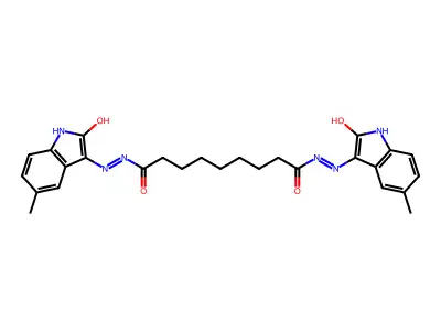 N'~1~-[(3E)-5-methyl-2-oxo-1,2-dihydro-3H-indol-3-ylidene]-N'~9~-[(3Z)-5-methyl-2-oxo-1,2-dihydro-3H-indol-3-ylidene]nonanedihydrazide structure