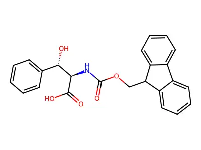 (2R,3S)-2-(9H-fluoren-9-ylmethoxycarbonylamino)-3-hydroxy-3-phenylpropanoic acid structure