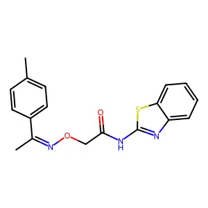 N-benzothiazol-2-yl-2-[1-(4-methylphenyl)ethylideneamino]oxy-acetamide structure