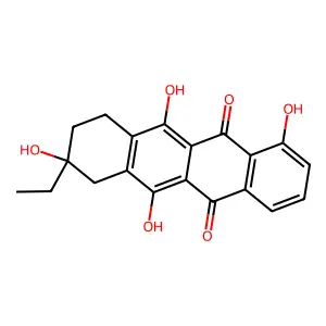 9-ethyl-4,6,9,11-tetrahydroxy-8,10-dihydro-7H-tetracene-5,12-dione structure