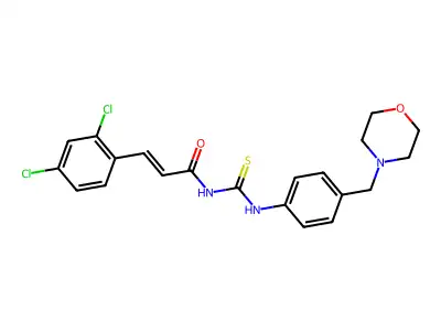3-(2,4-dichlorophenyl)-N-[[4-(morpholin-4-ylmethyl)phenyl]carbamothioyl]prop-2-enamide structure