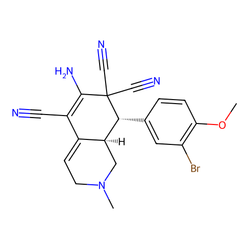 6-amino-8-(3-bromo-4-methoxyphenyl)-2-methyl-2,3,8,8a-tetrahydro-5,7,7(1H)-isoquinolinetricarbonitrile structure