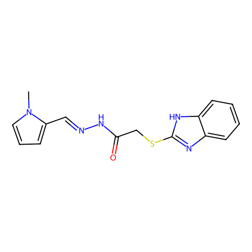 2-(1H-benzimidazol-2-ylsulfanyl)-N'-[(E)-(1-methyl-1H-pyrrol-2-yl)methylidene]acetohydrazide structure