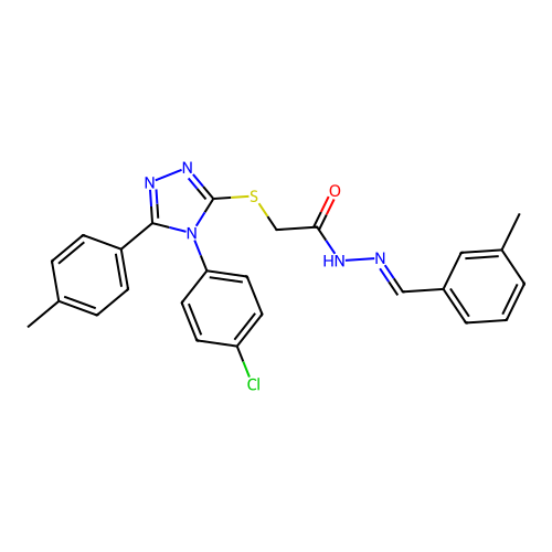 2-{[4-(4-chlorophenyl)-5-(4-methylphenyl)-4H-1,2,4-triazol-3-yl]sulfanyl}-N'-[(E)-(3-methylphenyl)methylidene]acetohydrazide structure