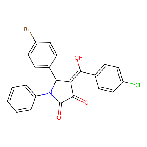 5-(4-bromophenyl)-4-[(4-chlorophenyl)-hydroxy-methylidene]-1-phenyl-pyrrolidine-2,3-dione structure