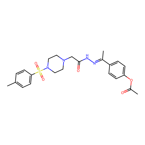 4-{(1E)-1-[2-({4-[(4-methylphenyl)sulfonyl]piperazin-1-yl}acetyl)hydrazinylidene]ethyl}phenyl acetate structure