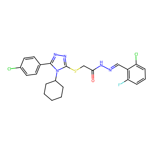 N'-[(E)-(2-chloro-6-fluorophenyl)methylidene]-2-{[5-(4-chlorophenyl)-4-cyclohexyl-4H-1,2,4-triazol-3-yl]sulfanyl}acetohydrazide structure