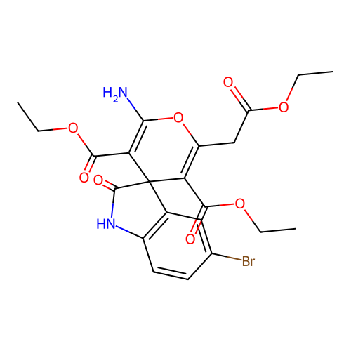 3',5'-DIETHYL 2'-AMINO-5-BROMO-6'-(2-ETHOXY-2-OXOETHYL)-2-OXO-1,2-DIHYDROSPIRO[INDOLE-3,4'-PYRAN]-3',5'-DICARBOXYLATE structure