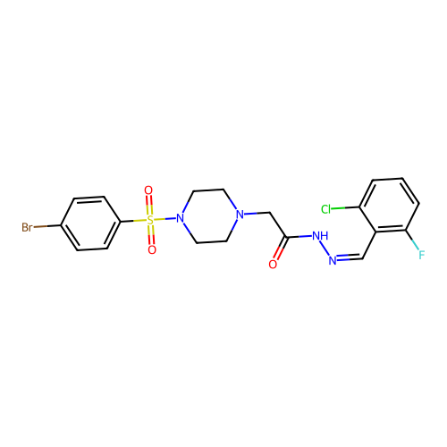 (Z)-2-(4-((4-bromophenyl)sulfonyl)piperazin-1-yl)-N'-(2-chloro-6-fluorobenzylidene)acetohydrazide structure